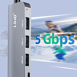 Avis LinQ Hub USB Support OTG 5 Gbps Lecteur Carte SD / TF et Audio Jack 3.5mm Gris