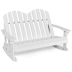 Helloshop26 Fauteuil à bascule banc de jardin en bois de sapin 2 places pour enfants de 3 ans+ avec inclinaison 30°charge 100 kg blanc 20_0005181