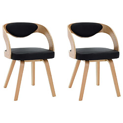 Decoshop26 Lot de 2 chaises de salle à manger cuisine design intemporel bois courbé et synthétique noir CDS020796