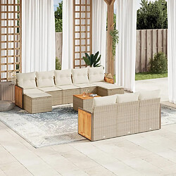 Maison Chic Salon de jardin 11 pcs avec coussins | Ensemble de Table et chaises | Mobilier d'Extérieur beige résine tressée -GKD68249