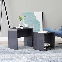 vidaXL Ensemble de table basse Gris brillant Bois d'ingénierie