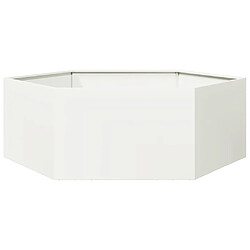 vidaXL Jardinière blanc hexagone 138x120x45 cm acier