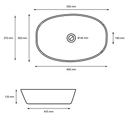 Ecd Germany Lavabo forme ovale 505x385x135 mm, blanc, céramique - incl. set d'évacuation sans trop-plein