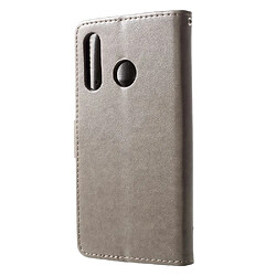 Etui en PU porte-fleurs papillon gris pour votre Huawei P30 Lite