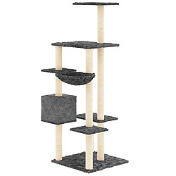 Avis Helloshop26 Arbre à chat meuble tour grimper jouet grattage grattoir escalade plateforme avec griffoirs en sisal foncé 142 cm gris 02_0022661