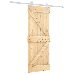 vidaXL Porte coulissante et kit de quincaillerie 80x210 cm pin massif