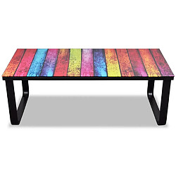 vidaXL Table basse avec impression d'arc-en-ciel Dessus en verre