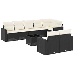 Maison Chic Salon de jardin 9 pcs avec coussins | Ensemble de Table et chaises | Mobilier d'Extérieur noir résine tressée -GKD75637