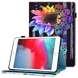 Etui en PU fermeture élastique, antichoc avec support et porte-cartes pour votre iPad Mini/Mini 2/3/4/mini (2019) 7.9 pouces - tournesol