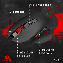 Souris Gamer Redragon GAINER (M610) 6 boutons, 3200 DPI, optique, filaire USB, rétroéclairage LED 4 couleurs suivant DPI