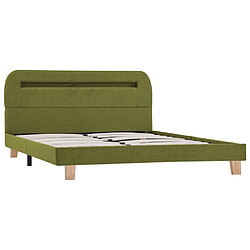 Maison Chic Lit adulte - Cadre de lit avec LED,Structure du lit Contemporain Vert Tissu 140 x 200 cm -MN53188 pas cher