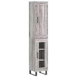 vidaXL Buffet haut Sonoma gris 34,5x34x180 cm Bois d'ingénierie