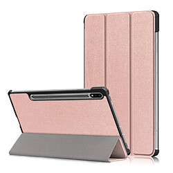 Etui en PU avec support tri-pliure or rose pour votre Samsung Galaxy Tab S7 FE T736