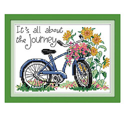 Motif De Voyage De Bicyclette Estampé Kit Point De Croix DIY Couture 11CT 26x21cm