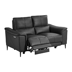 Vente-Unique Canapé 2 places relax électrique en cuir de vachette gris anthracite VALPARO pas cher