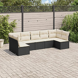 Maison Chic Ensemble Tables et chaises d'extérieur 7pcs avec coussins,Salon de jardin noir résine tressée -GKD753201