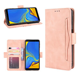 Etui en PU avec plusieurs porte-cartes or rose pour votre Samsung Galaxy A7 (2018)