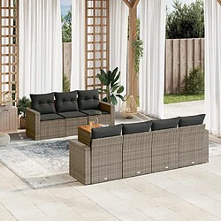 vidaXL Salon de jardin 8 pcs avec coussins gris résine tressée