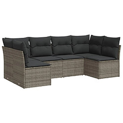 Maison Chic Salon de jardin 6 pcs avec coussins | Ensemble de Table et chaises | Mobilier d'Extérieur gris résine tressée -GKD72166