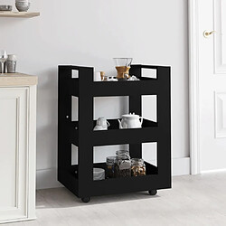 Maison Chic Desserte de cuisine | Chariot de cuisine | Meuble de rangement roulant Noir 60x45x80 cm Bois d'ingénierie -GKD31106