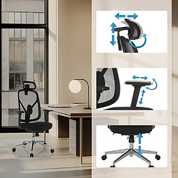 Avis Chaise de bureau / Chaise pivotante RALOO PRO siège en tissu / dossier en maille filet noire hjh OFFICE