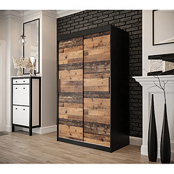 Abiks Meble Armoire Old St T à portes coulissantes 200/120/62 2 portes (noir/marron)