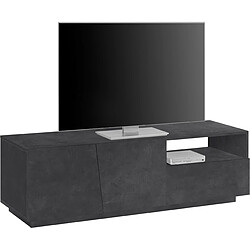 Alter Meuble TV de salon, Made in Italy, Meuble TV avec 2 portes et 1 tiroir, cm 150x43h46, couleur Gris ardoise