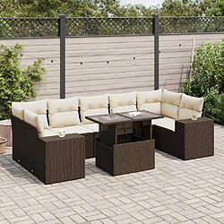 vidaXL Salon de jardin 8 pcs avec coussins marron résine tressée