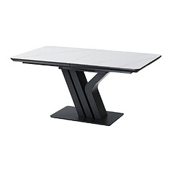 Vente-Unique Table à manger extensible 6 à 8 personnes en céramique, MDF et métal - Effet marbre blanc et Noir - MERIANI pas cher