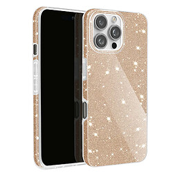 Avizar Coque Paillette pour iPhone 16 Pro Hybride Design Glamour Dorée