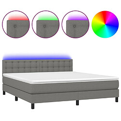 Sommier à lattes et matelas LED,Cadre à lattes de lit pour Adulte Gris foncé 160x200 cm Tissu -MN82296