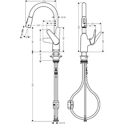 Mitigeur de cuisine HANSGROHE Focus M42 , avec douchette extractible 2 jets aspect acier inox - 71801800