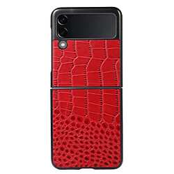 Coque en TPU + cuir véritable texture croco rouge pour votre Samsung Galaxy Z Flip3 5G