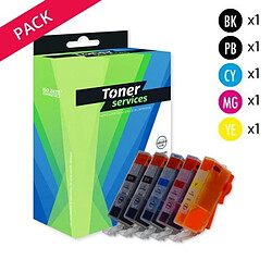 TONER SERVICES Compatible Canon PGI525/CL526 Pack de 5 cartouches Noir et couleurs