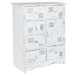 Pegane Commode, meuble de rangement en bois coloris blanc - Longueur 78 x Profondeur 38 x hauteur 102 cm