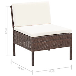 vidaXL Salon de jardin 8 pcs avec coussins résine tressée marron pas cher