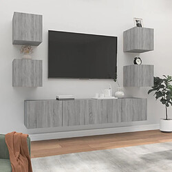 Maison Chic Ensemble de meubles TV 6 pcs | Banc TV Moderne pour salon | Meuble de Rangement - Sonoma gris Bois d'ingénierie -MN76849