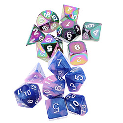 Avis 14pcs polyhedral dés 16mm pour donjons et dragons dés jeu de table arc-en-ciel