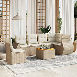 Maison Chic Salon de jardin avec coussins 7 pcs | Ensemble de Table et chaises | Mobilier d'Extérieur beige résine tressée -GKD96970