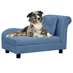 vidaXL Canapé pour chien avec oreiller Bleu 83x44x44 cm Peluche