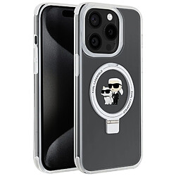 Karl Lagerfeld Coque MagSafe pour iPhone 15 Pro Silicone Gel Coins Renforcés Transparent