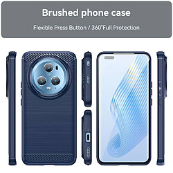 Htdmobiles Coque pour Huawei Honor Magic 5 Pro 5G - housse etui silicone gel carbone + verre trempe - BLEU FONCE