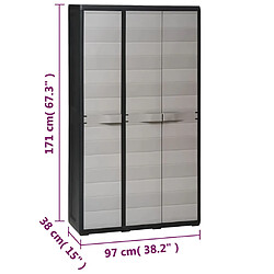 vidaXL Armoire de rangement de jardin avec 4 étagères Noir et gris pas cher