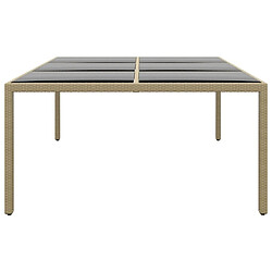 Avis Maison Chic Table de jardin | Table d'extérieur 200x150x75 cm Verre trempé/résine tressée Beige -GKD99826