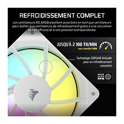 Ventilateur ARGB 120mm - CORSAIR - RS120 - Blanc - Refroidissement performant et effets lumineux ARGB pas cher