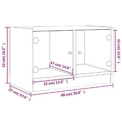 vidaXL Meuble TV avec portes en verre blanc 68x37x42 cm pas cher