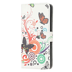 Etui en PU impression de motifs avec support papillon et cercles pour votre Huawei P40 Lite