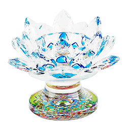 cristal verre lotus fleur thé lumière bougeoir cadeau bleu pas cher