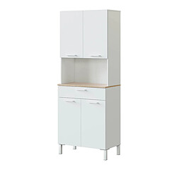 Acheter Pegane Buffet meuble cuisine 4 portes + tiroir coloris blanc artic / chêne canadien - Hauteur 186 cm x Longueur 72 cm x Profondeur 40 cm