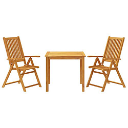 vidaXL Ensemble à manger de jardin 3 pcs Bois d'acacia solide